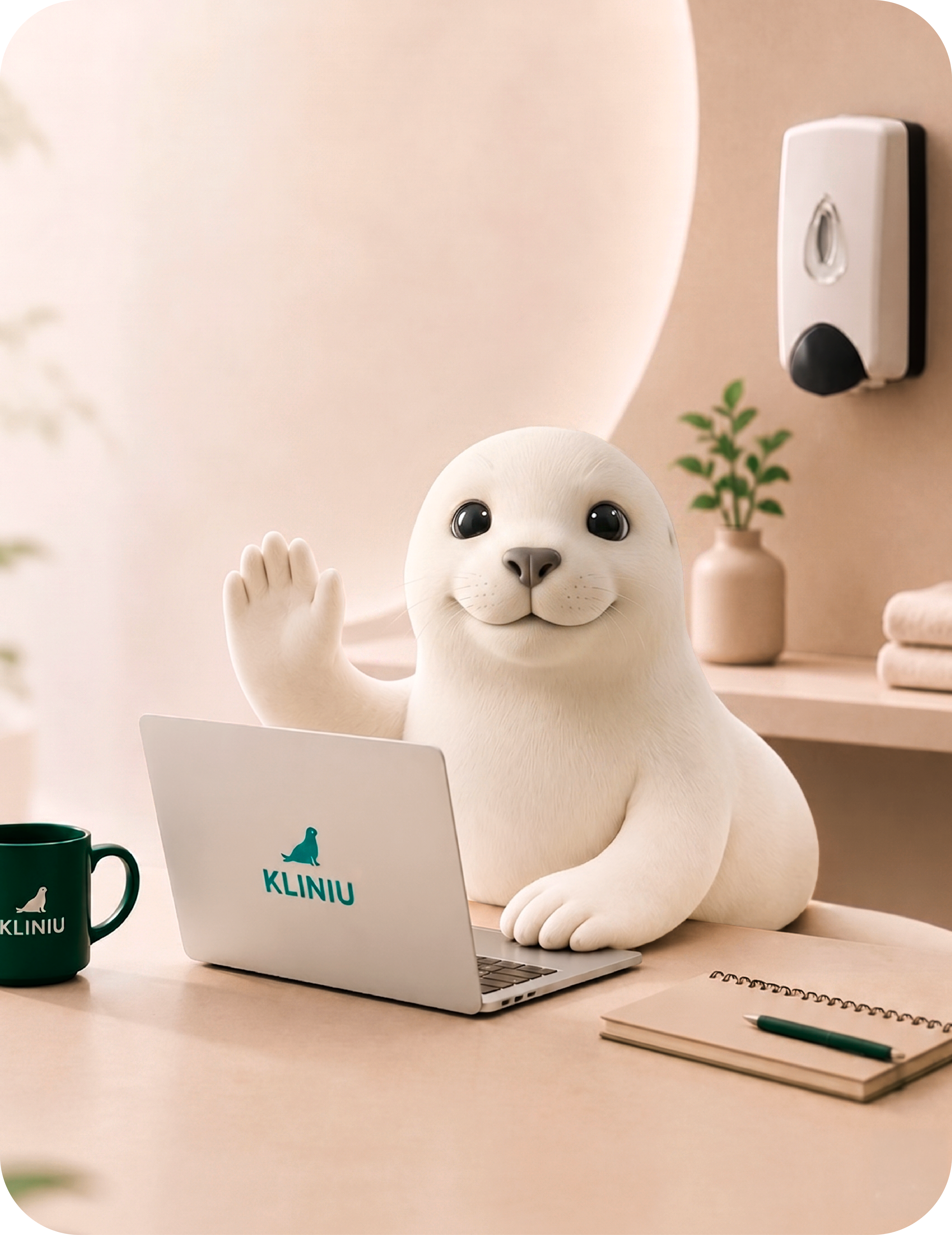 Foca Kliniu dando la bienvenida a tu cuenta