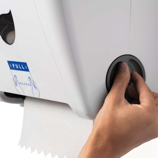 DISPENSADOR DE TOALLAS EN ROLLO CON CORTE AUTOMÁTICO