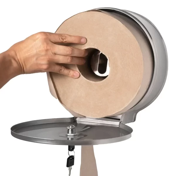 DISPENSADOR DE PAPEL HIGIÉNICO JUMBO EN ACERO INOXIDABLE - Imagen 2